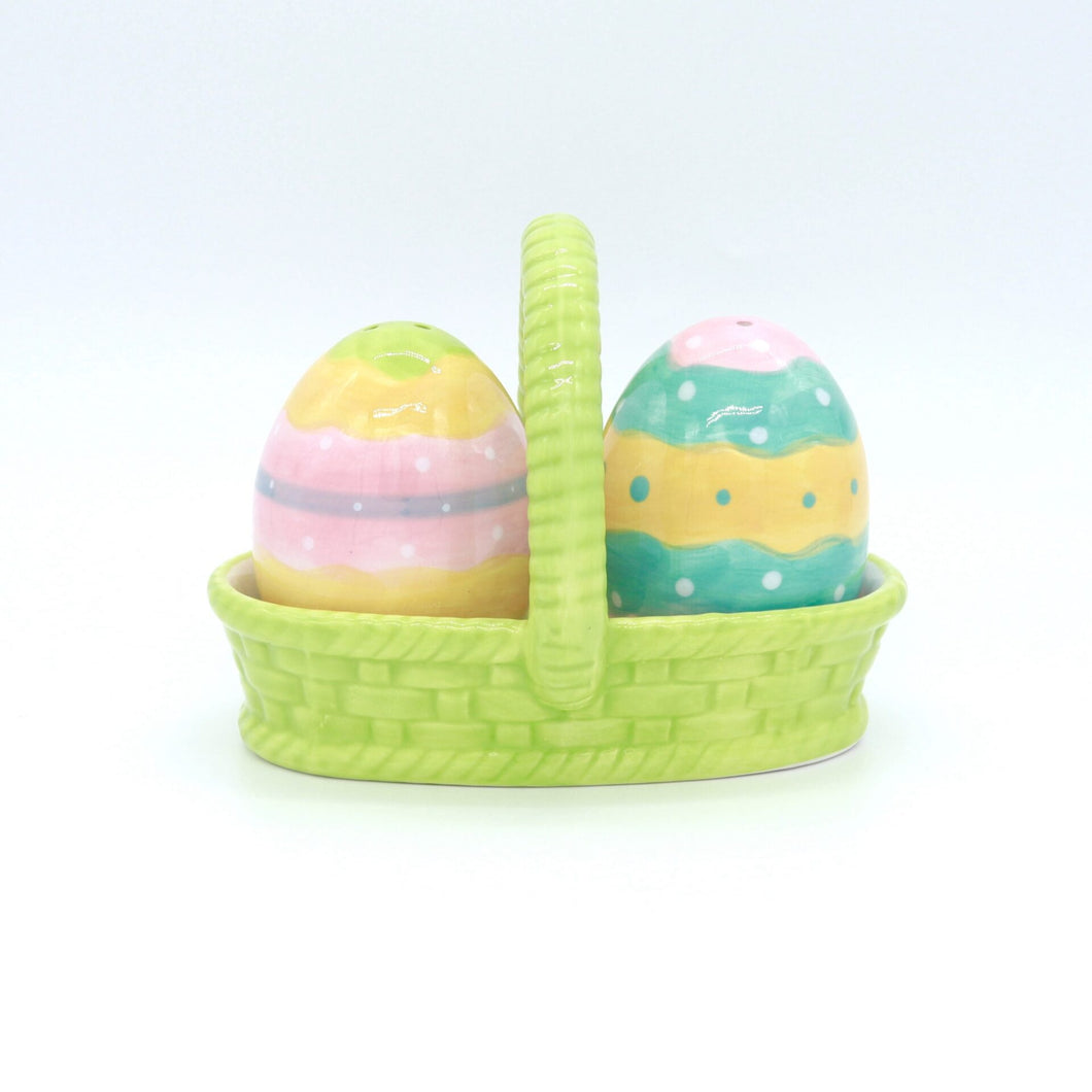 Johanna Parker Easter Dottie Eggs In Basket Salt Pepper Shaker Set/3