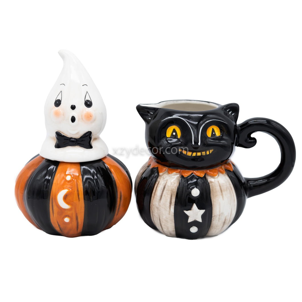 Ghost and Cat Sugar and Creamer Set