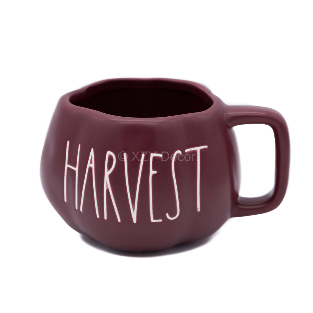 Rae Dunn Burgundy Harvest Pumpkin-Shape Mug