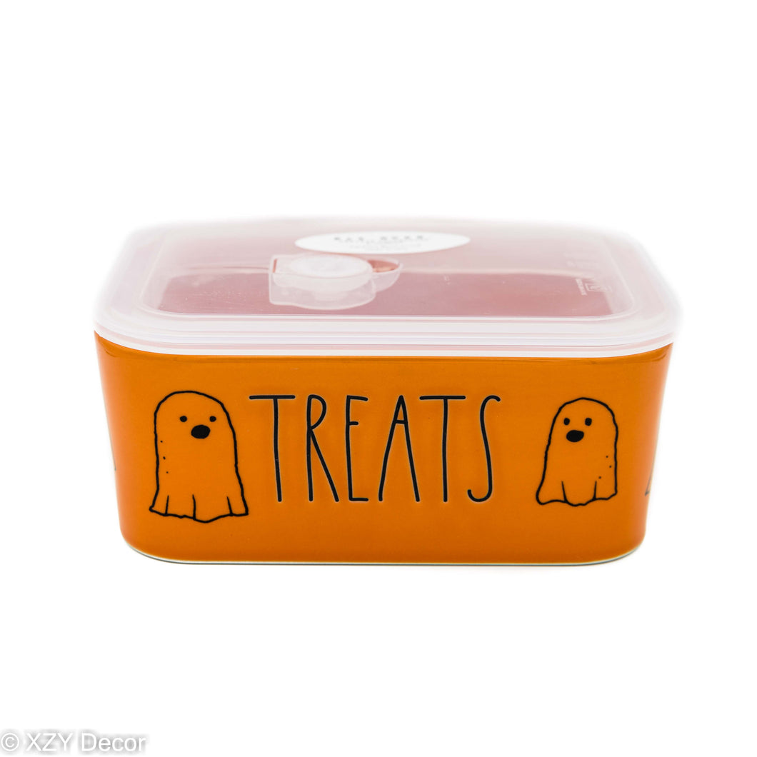 Rae Dunn Orange Halloween Tupperware Ghost Treats