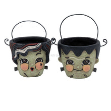 Load image into Gallery viewer, Frank &amp; Bride Teeny Halloweenie Pail Ornaments S2
